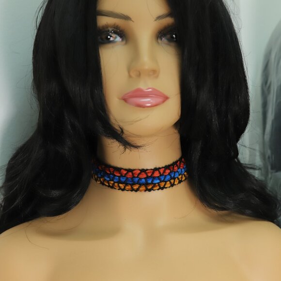 Fancy Choker Multi Color Adjustable Length Multi Colors Wide Trim chokers (#83) - Picture 4 of 11